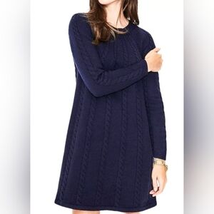 Boden Cynthia Navy Blue Cable Knit‎ Sweater Long Sleeve Dress Size 12